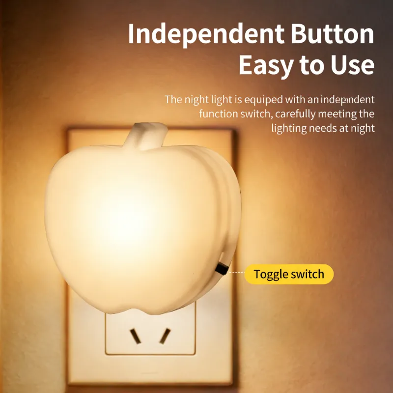 Soft Glow Apple Shaped LED Night Light Plug